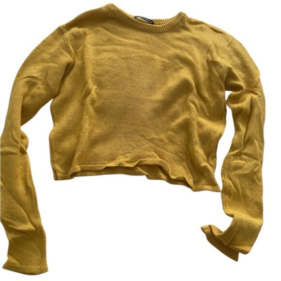 Brandy Melville Mustard Yellow "Francesca" Cropped Knit Sweater - Picture 4 of 7
